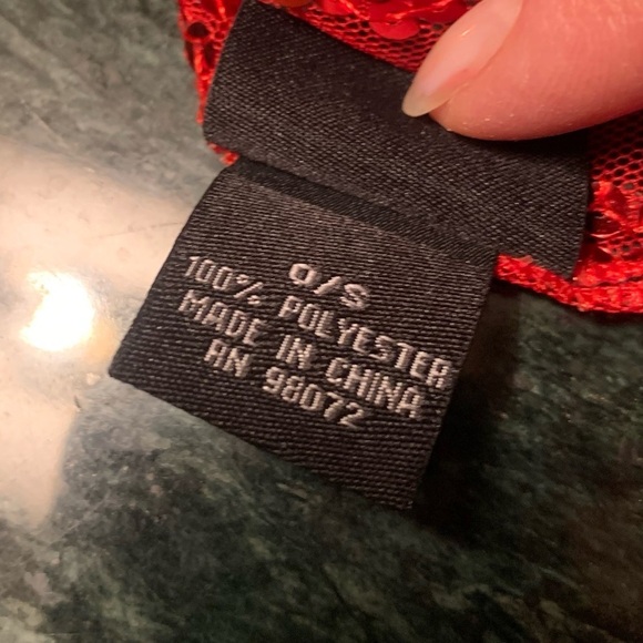 Cejon red sequined shawl sheer wrap, one size - Picture 7 of 7